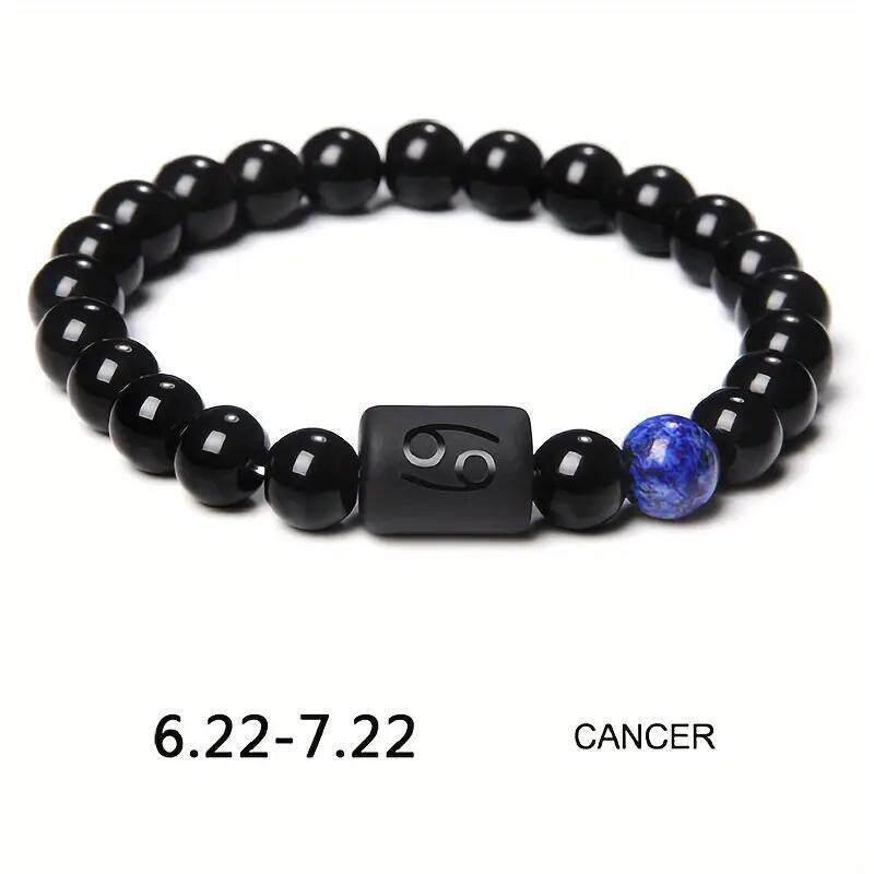 Twelve Constellations Elastic Bracelet with Tiger Eye and Agate Beads