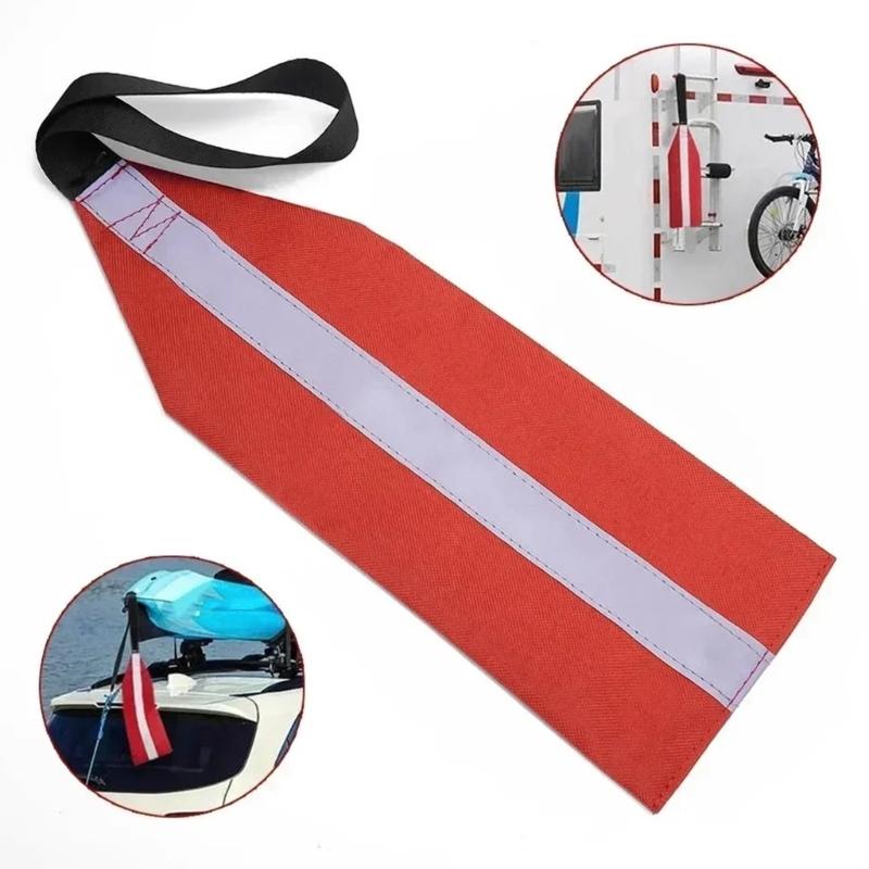 2 Bright Red  Warning Flags with Reflective for Boats  and Outdoor