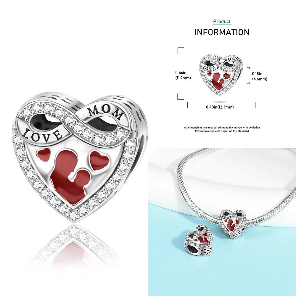 Copper Heart-Shaped Love Mothers House Family Bead Charm Pendant Fit Bracelet Jewelry Handmade Diy Gifts