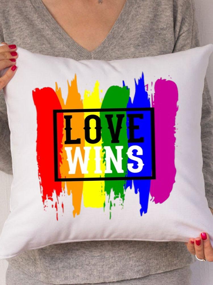 Rainbow Love Wins Pillow Cover for New Couple Bedroom Home Decor Love Pillowcase Tic Tac Toe Love Wedding Gift Pillows 45*45CM