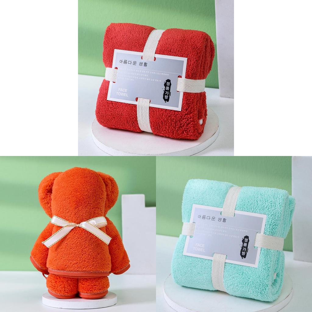 Coral Fleece Bear Towels Gift Set With Plush Hand Towels For Weddings And Birthdays