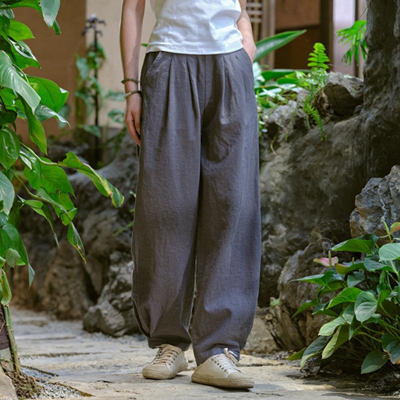 Summer Literary Loose Sand-washed Linen Casual Pants Women's Women's Slimming Meditation Bloomers