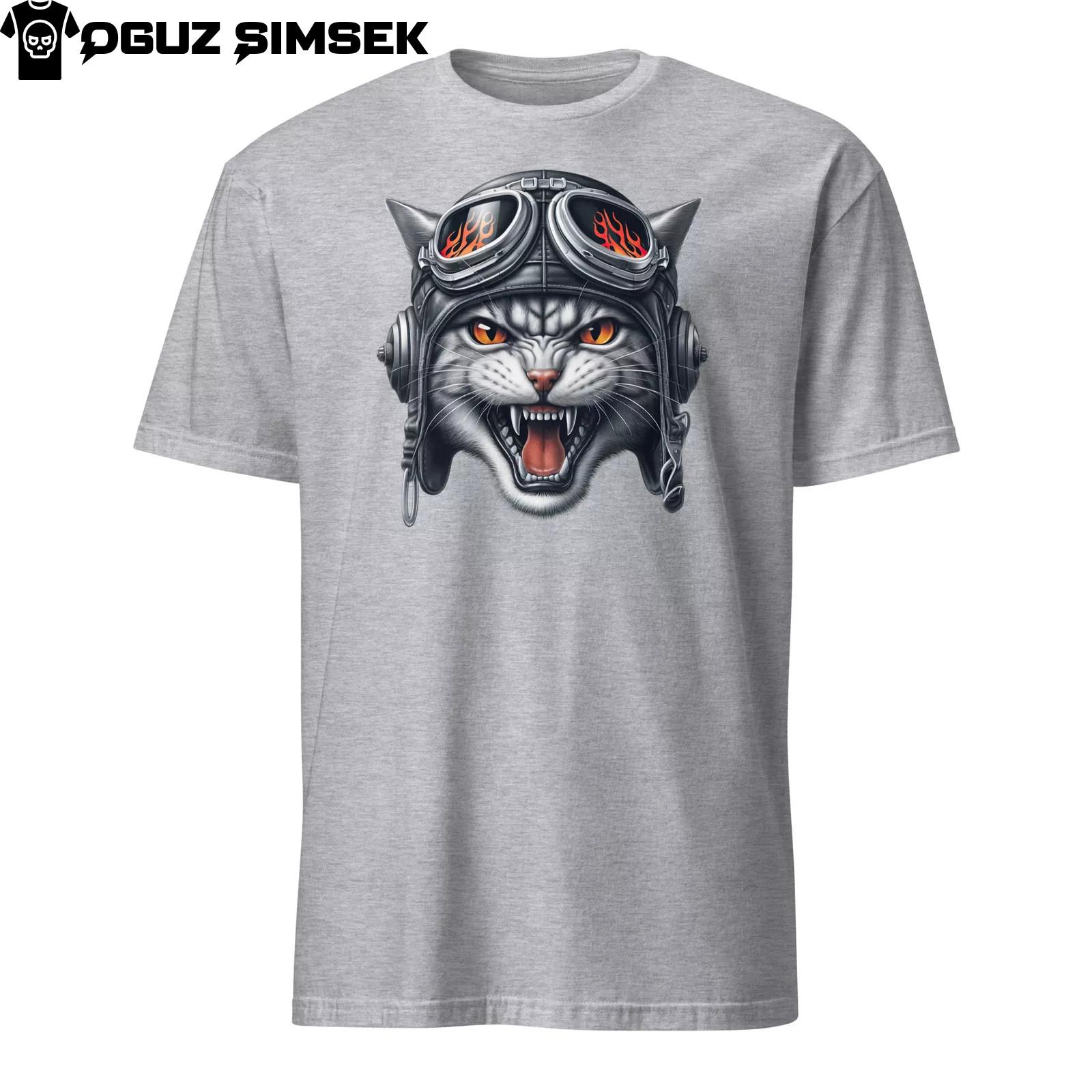 Unique Short-Sleeve Unisex T-Shirt Mens Womens Tees Top: Aviator Cat Artwork, Anthropomorphic Design XL