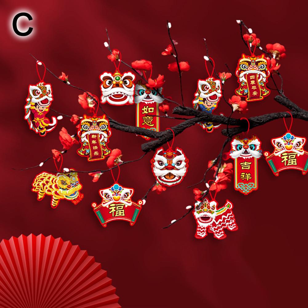 

Китайские новогодние украшения, подвески на Новый год, лунные украшения, китайский год, красный J9P7 C-12pcs