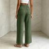 Women High Waist Wide Leg Pants Summer Casual Loose Fit Trousers with Pockets Elastic Waist Drawstring Outdoor Lightweight