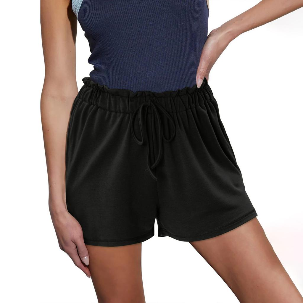 Damen Lässige Mode Hohe Taille Einfarbig Elastischer Bund Shorts