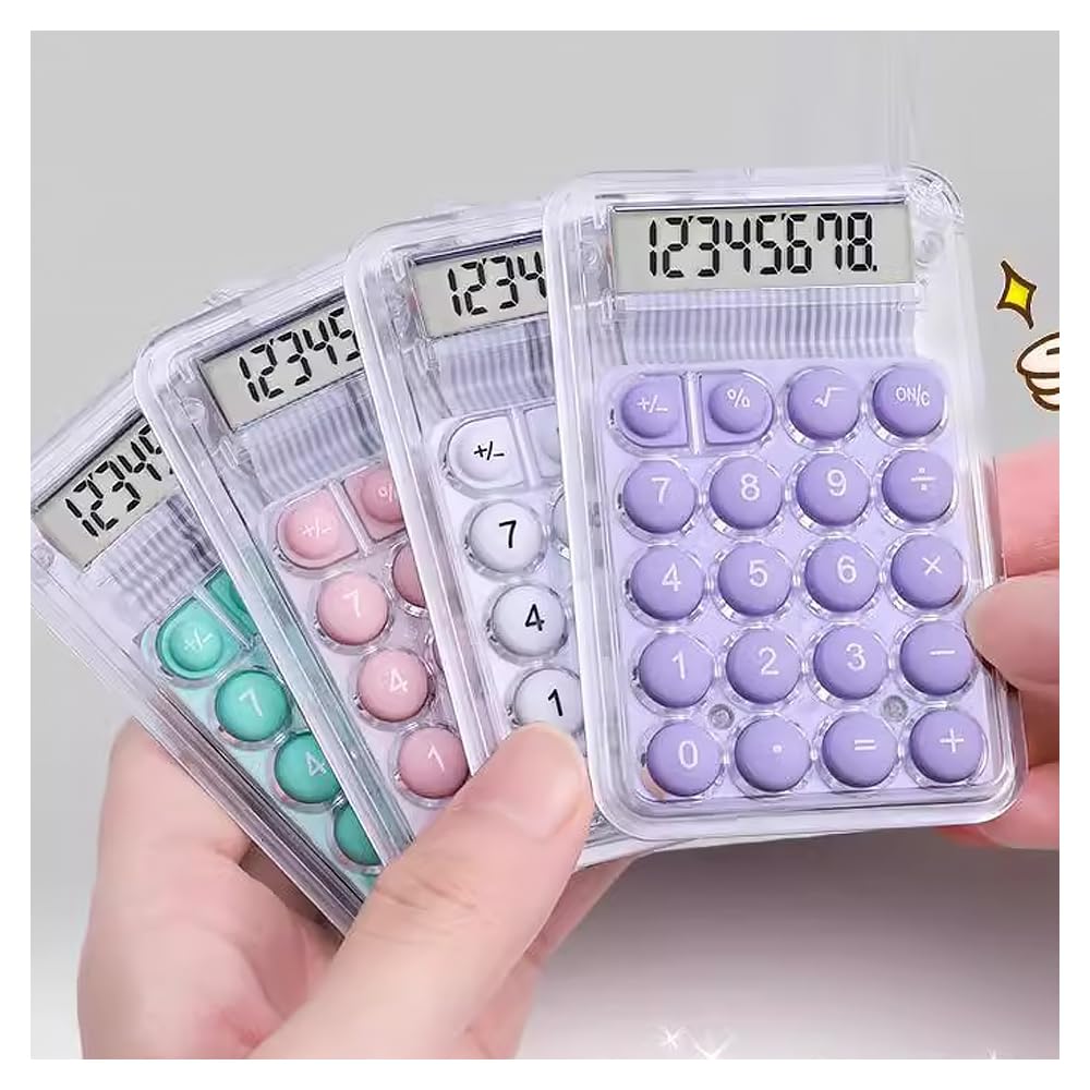 Cute Mini Pocket Calculator with Colorful Large Round Design for and Office Use Design, Display, Buttons, Portable, Non-Slip Home, School, Business,