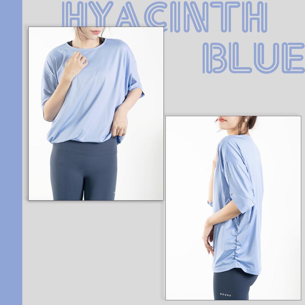 Yoga Loose Dolman Cooling Long Short UV Cute Hyacinth Women's Top, Fit, Sleeves, Figure-Facing, Shirt, Length, Sleeves, Sports, Loungewear, Fitness,