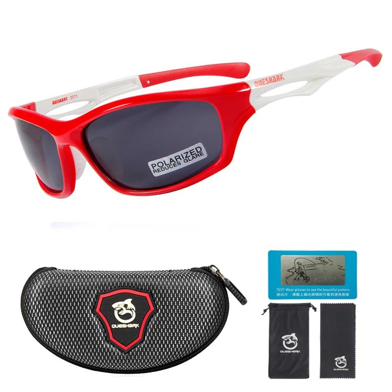 

Queshark Мужские и женские поляризационные спортивные солнцезащитные очки UV400 с антибликовым покрытием, очки для езды на велосипеде и рыбалки TR90 UV400, очки для кемпинга и пешего туризма QE11 красный/белый
