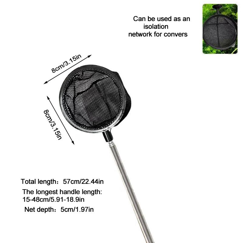 

Aquarium Fish Tank Net with Suction Cup Extendable Handle Landing Net Isolation Net for Fish Tank Cleaning Tool Accessories