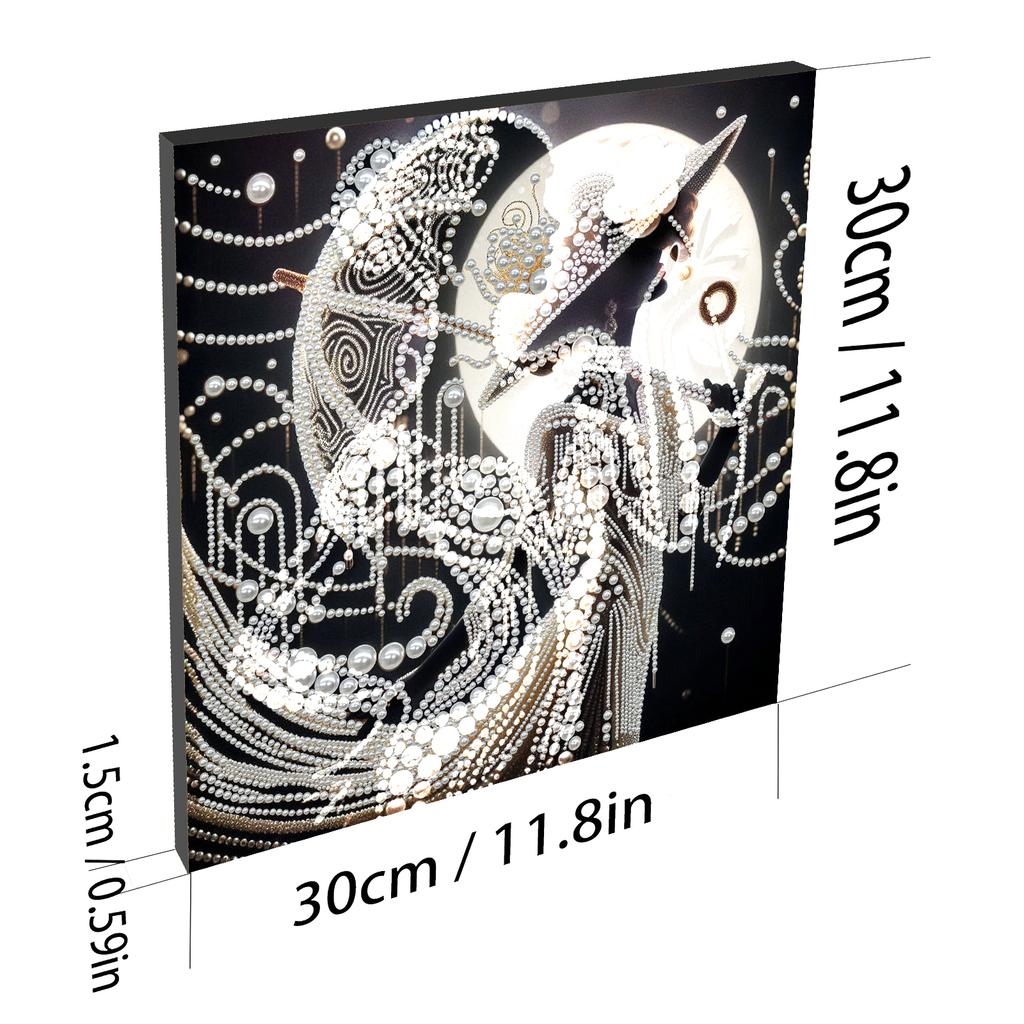 DIY Ladies Pearl Painting Art Kits with Frame 30x30cm Diamond Dots Paintings Picture Arts Craft for Adults Beginners Home Decor
