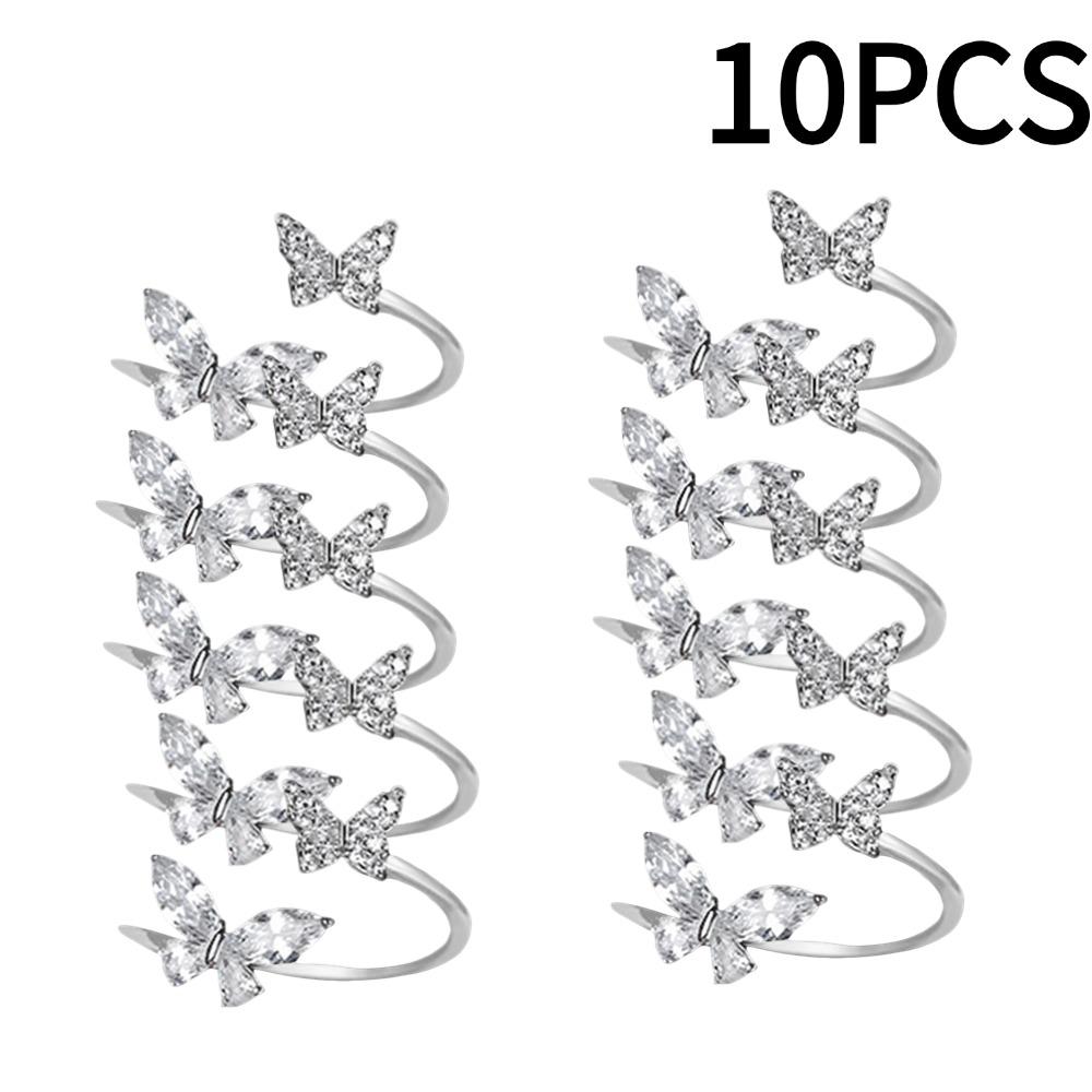 Silver Color 1/3/10PCS Butterfly Zircon Open Rings For Women Wedding Luxury Fine Jewelry Gifts Quality Versatile Finger Rings