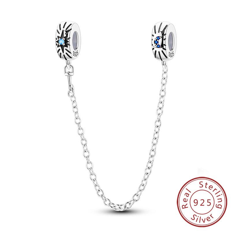 Safety Chain Charms Fit Original Copper Charms Beads Moon Star Butterfly Heart Safety Chain For Women Jewelry Gift