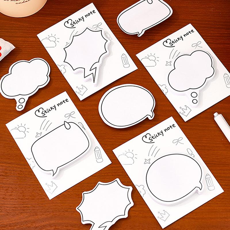 30Sheets Student Cute Minimalist Speech Bubble Sticky Notes, High-Aesthetic Removable Paper, Reusable N-Stick Memo Pads Gift