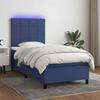 Box Spring Bed with Mattress & LED Blue 100x200 cm Fabric