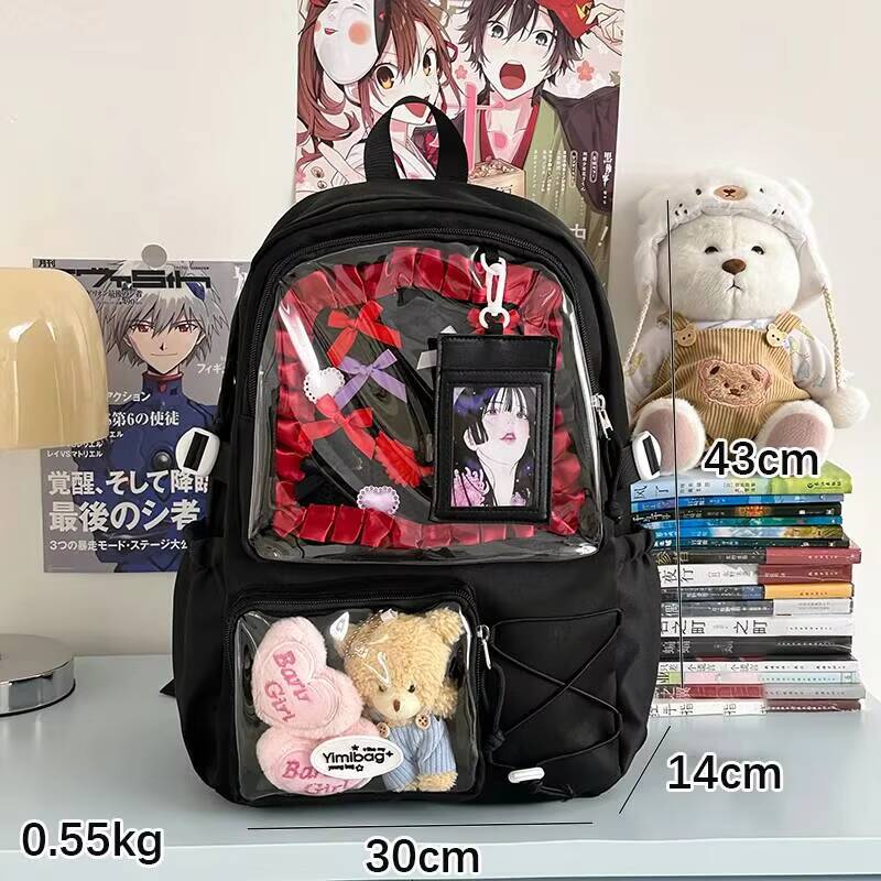 New Y2K Cute Ita Backpack Large Capacity Commute Rucksack Girl Transparent DIY Display Knapsack Outdoor Fashion Travel Schoolbag