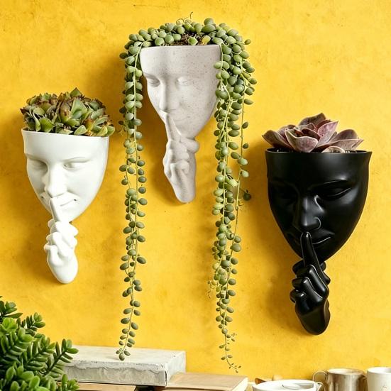 Face Flower Pot Decorative Flower Planter Small Potted Plant Holder for Home Living Room Bedroom Office Coffee Shop