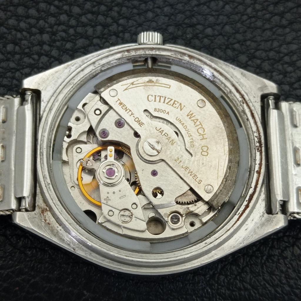 VINTAGE CITIZEN AUTOMATIC 8200 JAPAN MENS BLACK COLOR DIAL WATCH a702761-1 R210-a702761