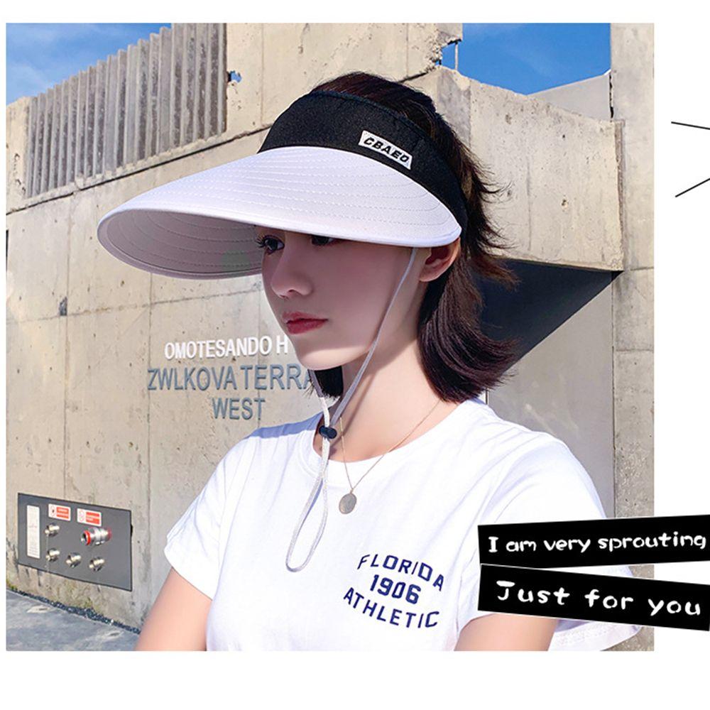 Casual Women Ladies Wide Brim Outdoor Breathable Visor Summer Sun Cap Beach Cap Empty Top Suncap