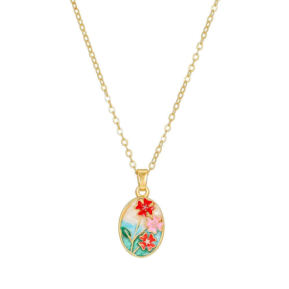 Koperen Bloemenketting Met Zirkonia Steen Meerlaags Ontwerp Voor Casual Of Formeel Gebruik