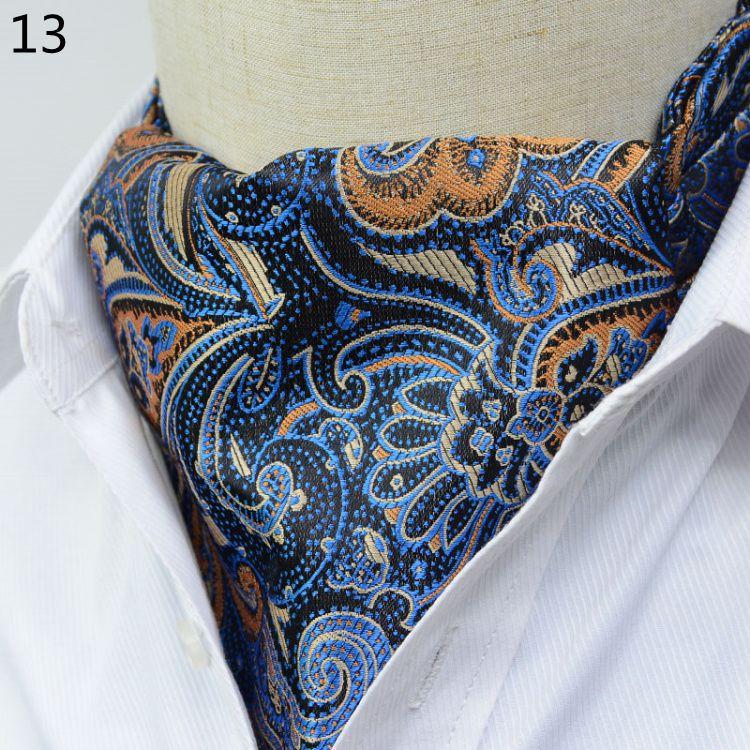 Luxury Men's Ascot Ties Vintage Paisley Cravat Self Tied British style Gentleman Polyester Silk Neck Tie Wedding FormaParty
