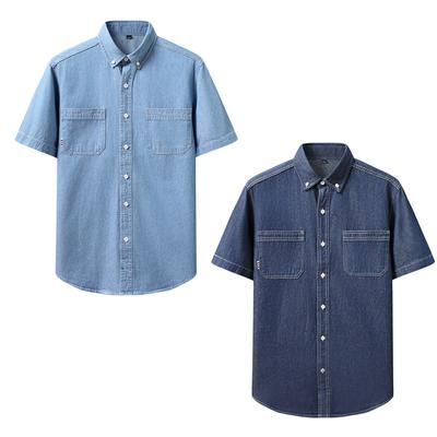 Herren Sommer Mode Qualität Denim Kurzarmhemd Jugend Trend Freizeit Hemd