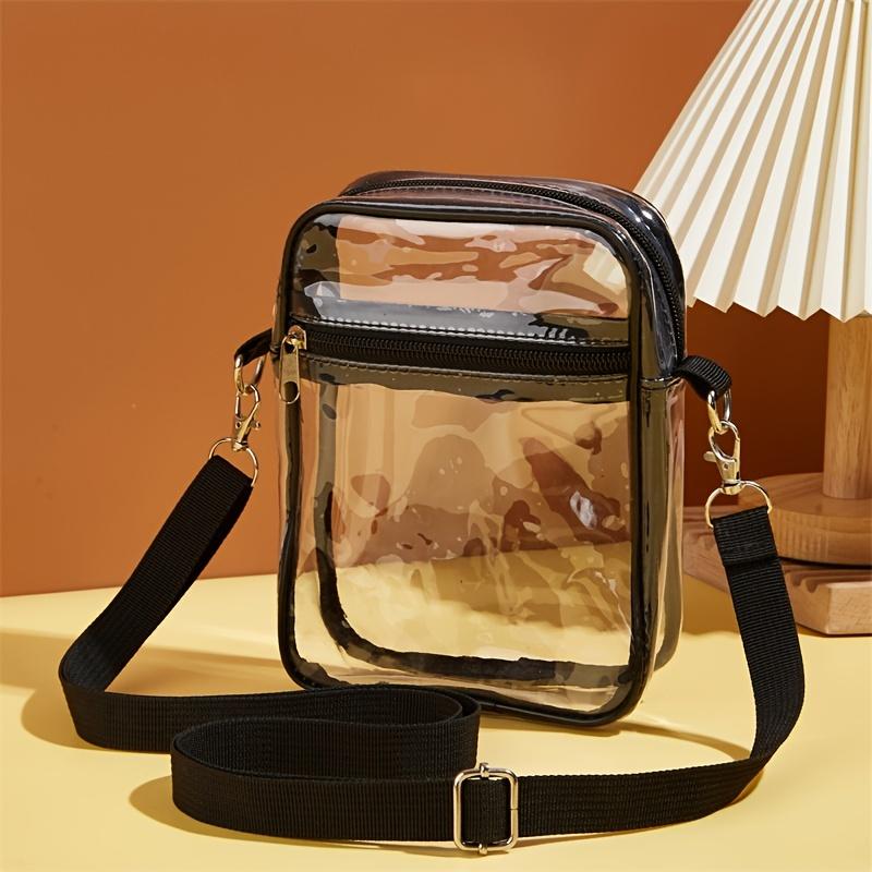 Xykk01 Women's White Mini Clear Crossbody Bag, Trendy Square Phone Purse, Zipper Beach Shoulder Bag