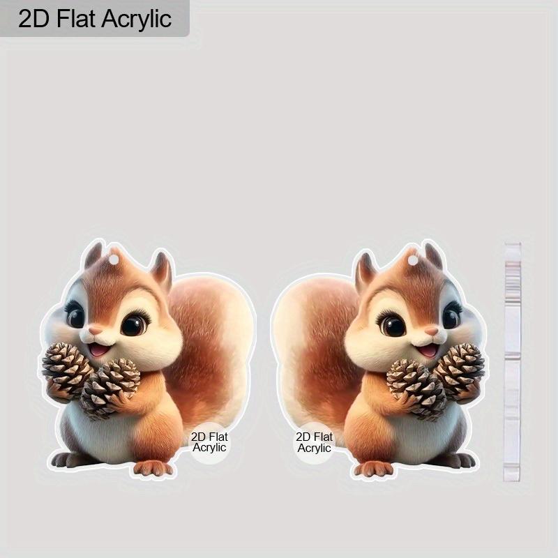 2D Flat Christmas Squirrel Earrings Acrylic Squirrel Dangle Jewelry For Women Festival Charms