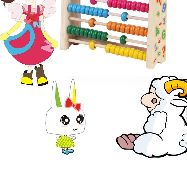 Wooden Colorful Number Abacus: Educational Toy for Kids, Ten-Row Arithmetic Learning Aid