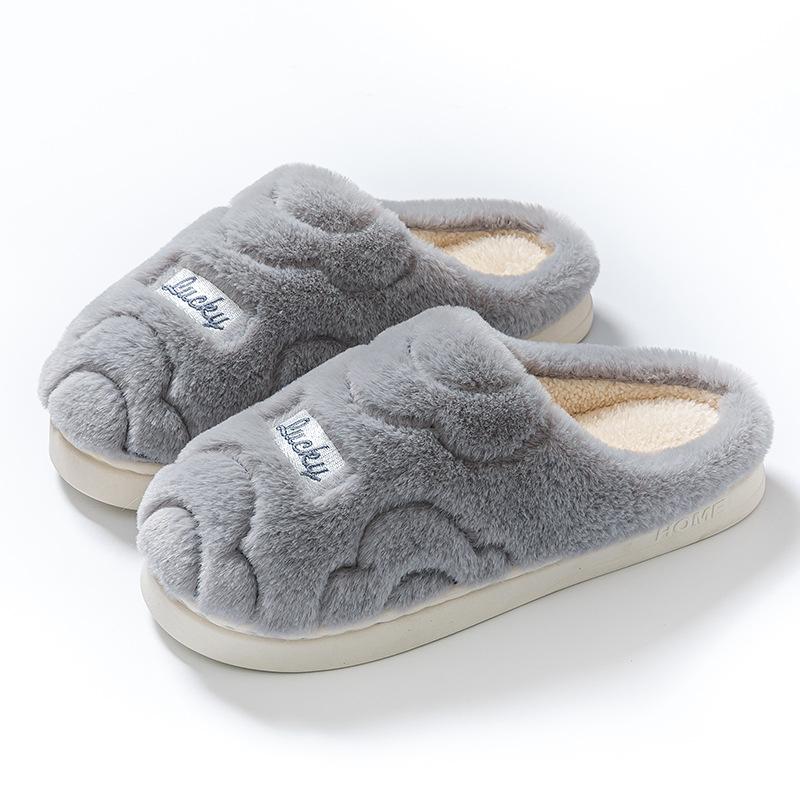 Warm Couple Plush Thickened Wool Slippers Autumn and Winter Home Hotel Homestay Couple Cotton Slippers