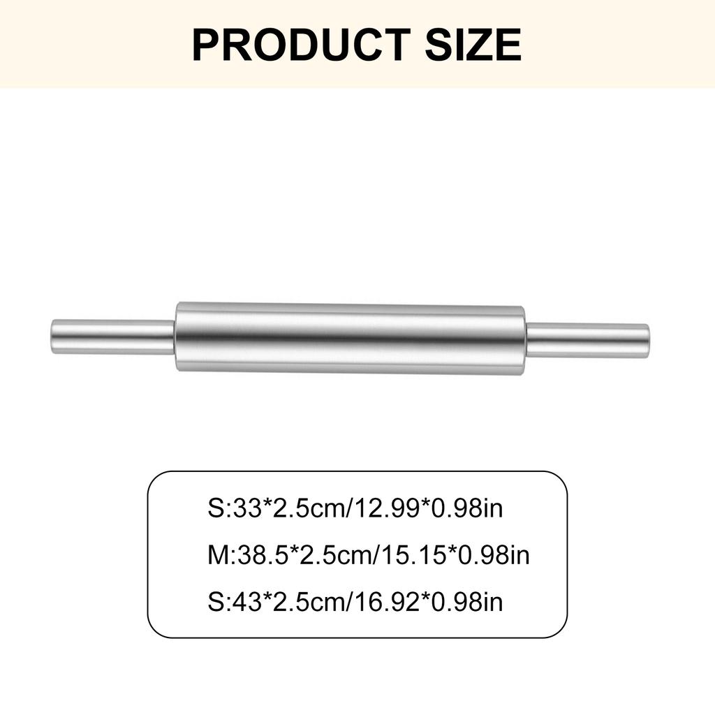 Stainless Steel Roller With Ergonomic Handle Rolling Pin For Dough Kneading Cakes Cookie Bread Baking Accessory