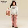 TaoDing Girls' Fleece Lined Letter Print Pullover Sweatshirt