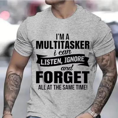 Herrenbekleidung Ich bin ein Multitasker Aufdruck T-Shirts für Herren Sarkastisches T-Shirt Sarkasmus Attitude Shirts Humor Lustiger Spruch Graue T-Shirts
