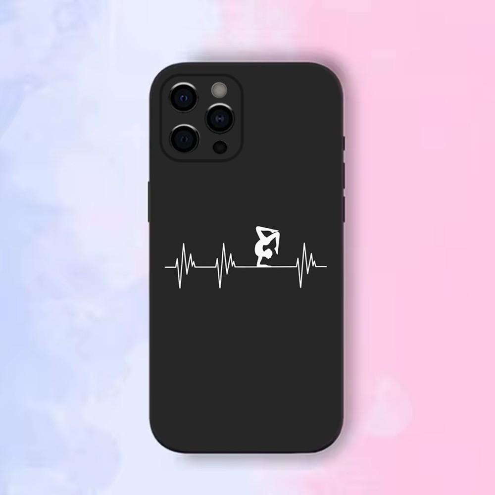 Liebe Turnen Sport Handyhülle Für Apple iPhone 15,14,13,12,11,Pro,X,XS,Max,XR,Plus,Mini Weiche Schwarze Hülle