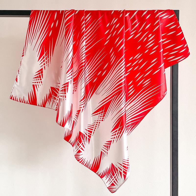 

Nordic Stripe Dual-Use Silk Scarf: Influencer Style, Travel Sun Protection, Large 90cm Square Shawl. 90*90cm