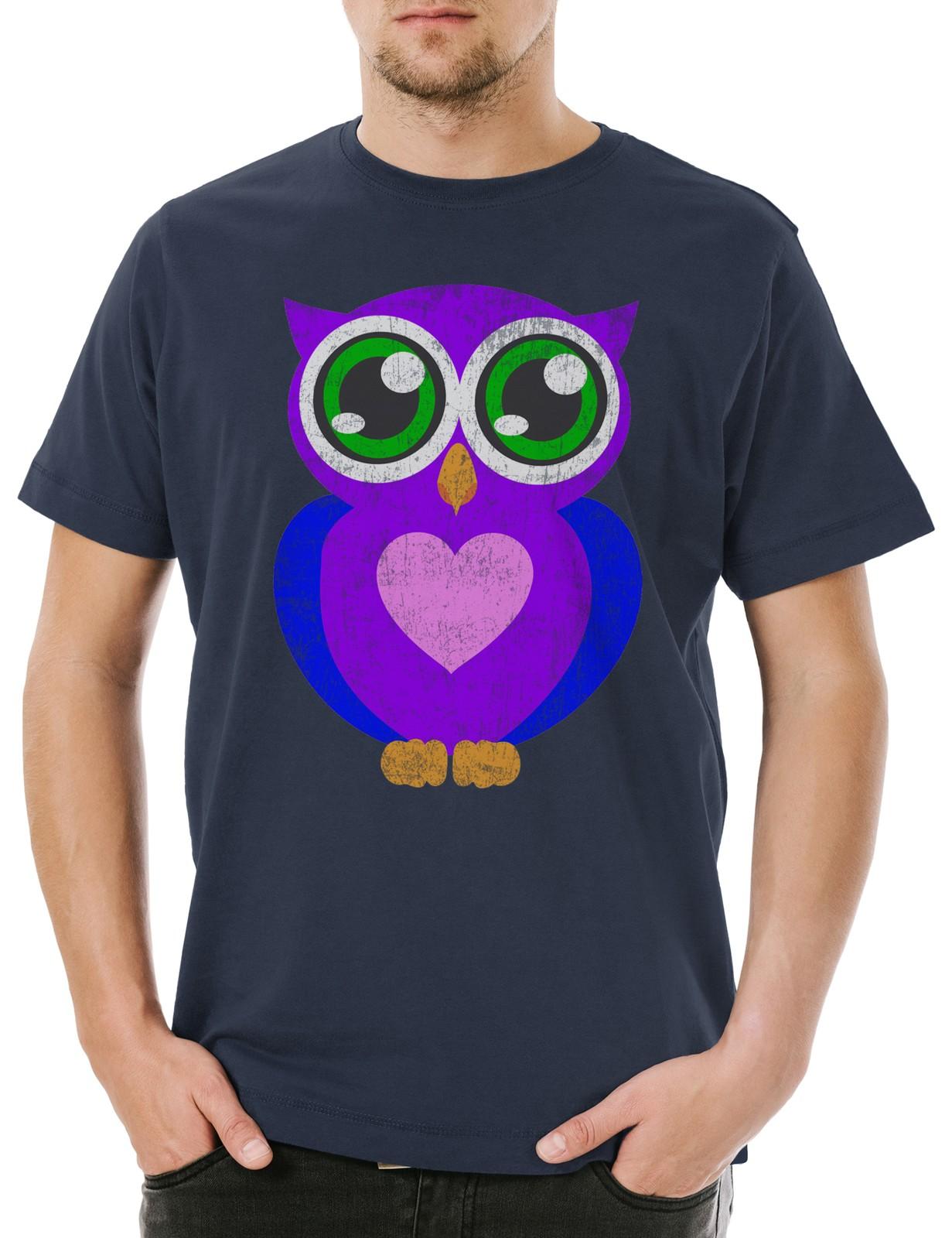 Comic Owl Mens T-Shirt Mens Womens Tees Top Owl Cartoon Cute Hipster Indie Electro Tattoo XL
