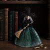 Halloween Witch Tree Topper Decoration Witch Holding Broom Ornament Witch with Mesh Spider