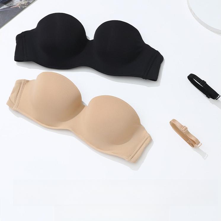 Damen Nahtloser BH Trägerloser BH Weicher Stahlring Raffend Anti-Hängend Sexy BH