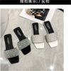 Slippers women's large size 2023 summer new Korean version fashion rhinestone one-word drag wear flat bottom beach slippers