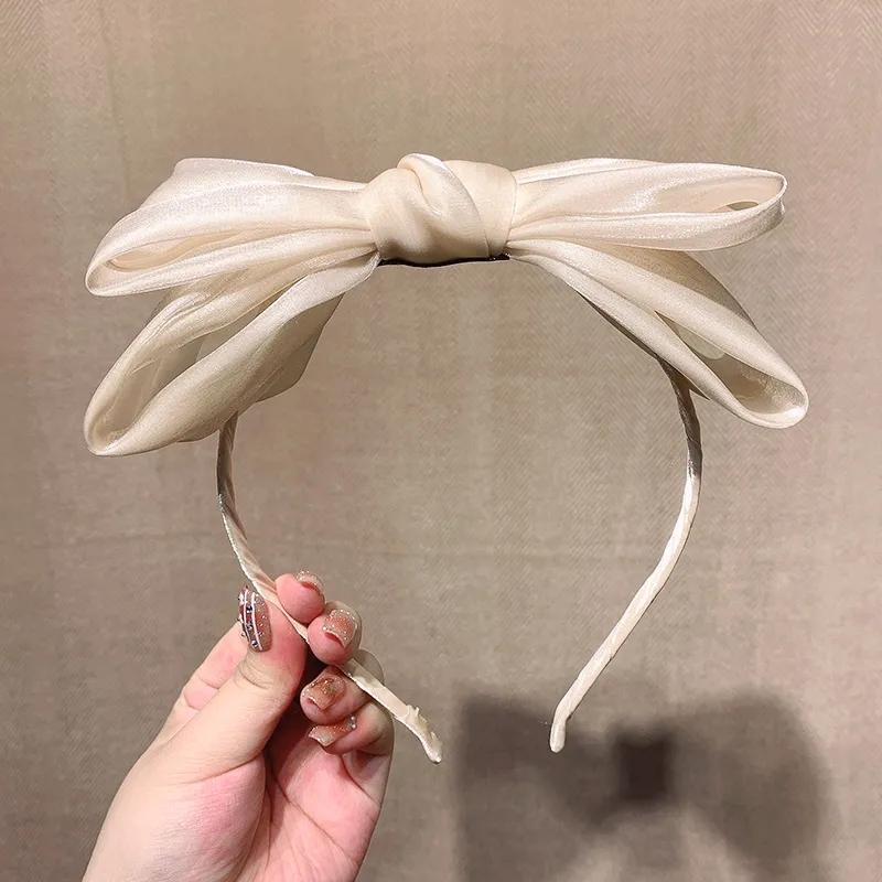 Spring/ Girl Bow Bezel Headband Solid Hair Band Diademas Para El Pelo Mujer Headbands for Women