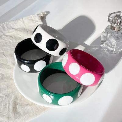 2026 Personalità Divertente Grandi Bracciali Geometrici Pois Punk Squisita Resina Punk Rotondi Larghi Bracciali Gioielli Donna Uomo