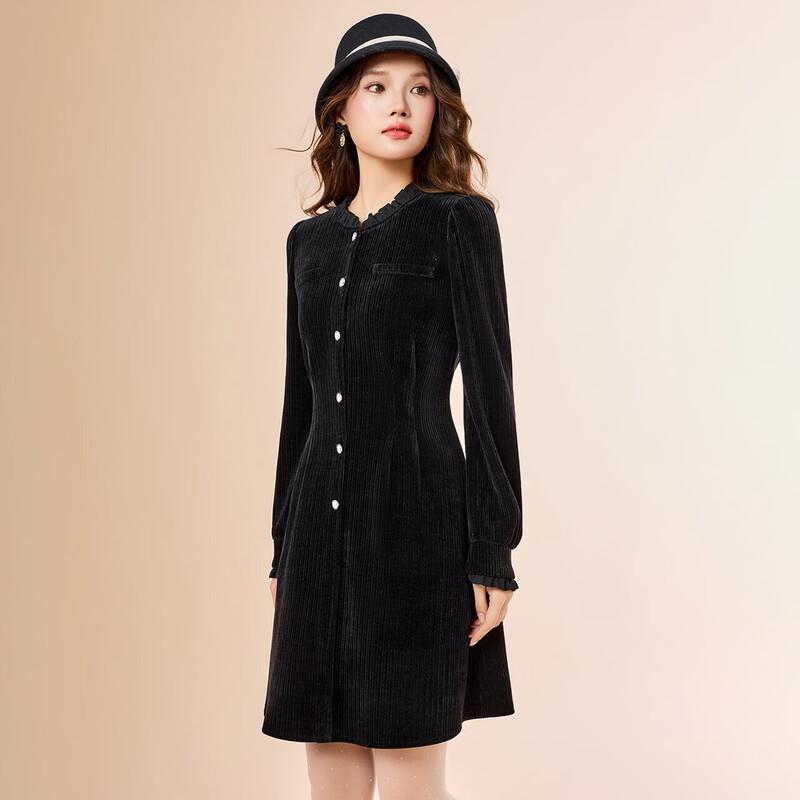 IEF 2025 Winter Hepburn Style Long-Sleeve Dress