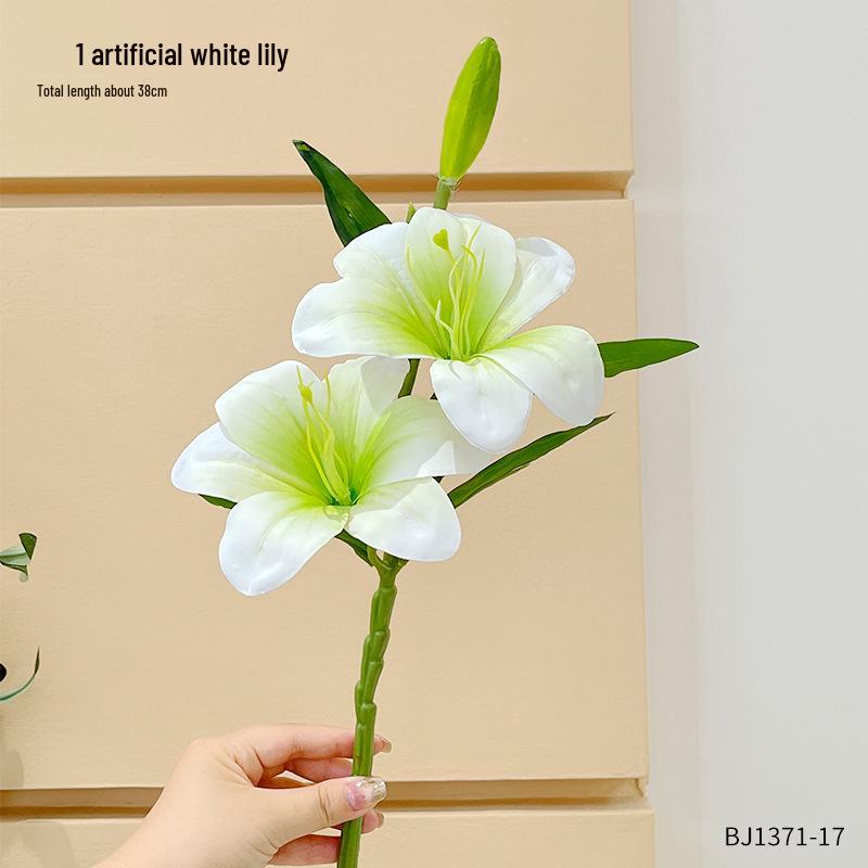 Lily Green Decorative Floral Arrangement in Ceramic Vase - Luxury Artificial Flowers for Living Room Decor