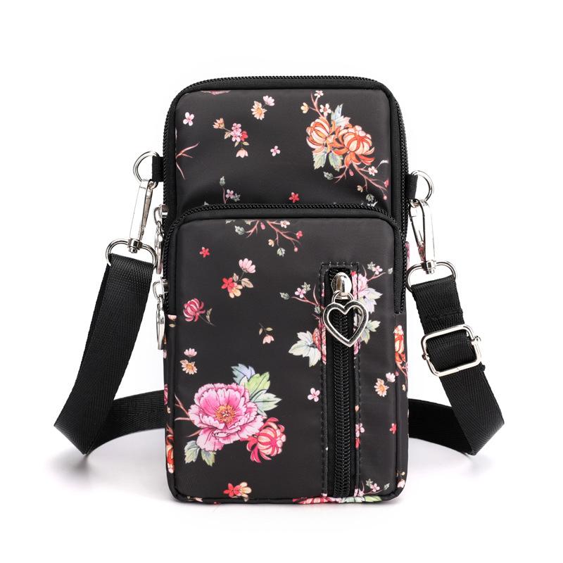 Waterproof Mobile Phone Bag Women's Mini Crossbody Bag Daily Multi-layer Zipper Purse Casual Outdoor Travel Nylon Bag