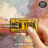 1 Pc 2D Flat Acrylic Fridge Magnet, Vintage New York License Plate, Yellow Background, Black Text, City Skyline Decor