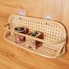 1pc Handmade Rattan Wall Mount Rack Minimalist Hanging Shelves Kitchen Spice Holder Essential Storage & Organization Rack Home