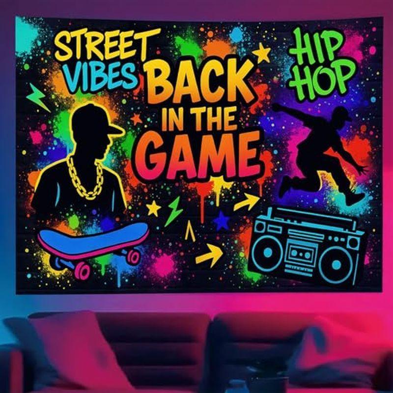 Hip Hop Street Style Tapestry, Neon Graffiti Wall Hanging, Dormitory Game Room Wall Decor for Room Decor