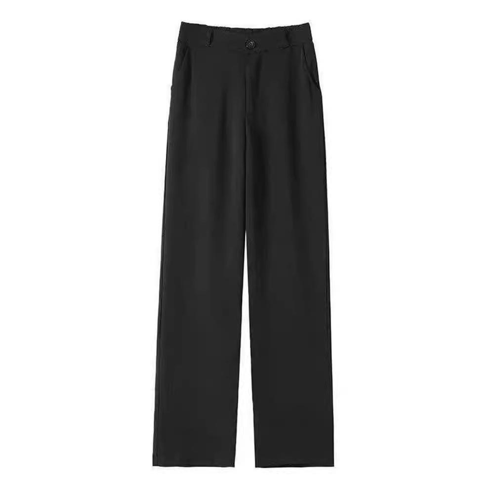Women's High-Waist Black Wide-Leg Pants - 2024 Spring/Summer Collection