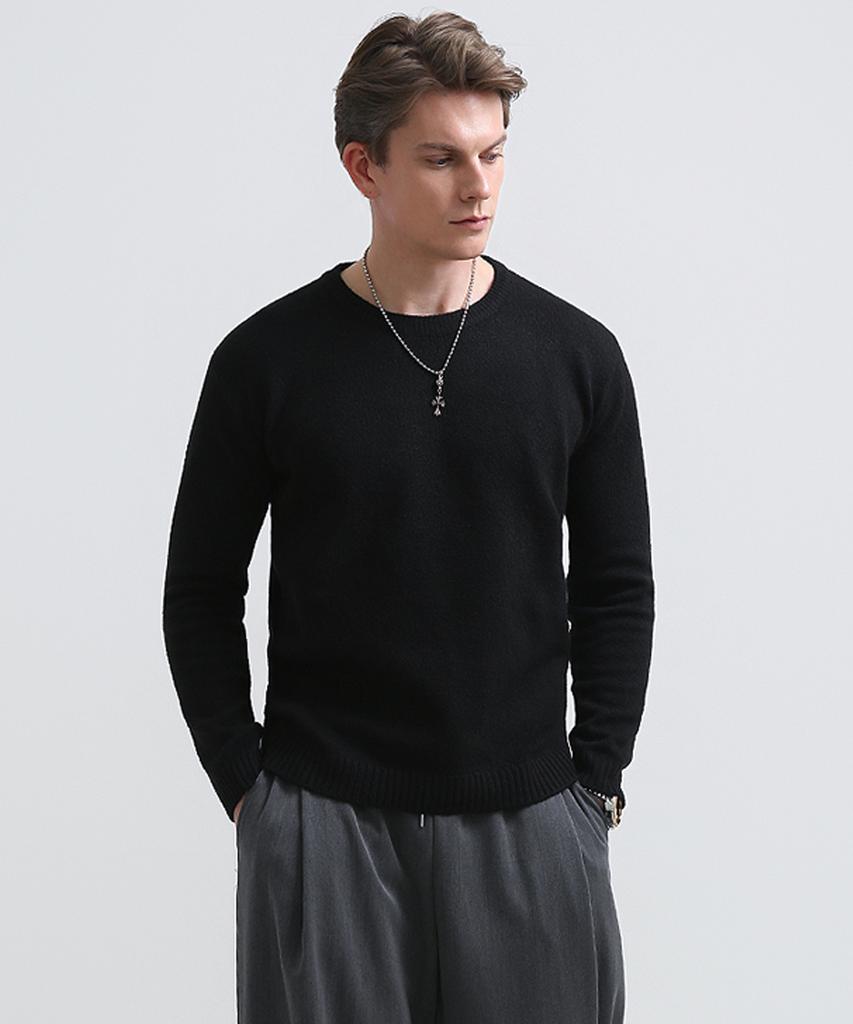 Seuteulaikeu Fine Blend Classic Crew Neck Knit (Black)