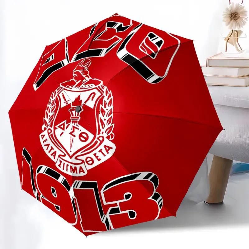1 Stück Alpha Sigma Tau Schwesternschaft Muster Faltbarer Regenschirm | Automatisch, Tragbares Reise Design, Unisex, Ideal für Halloween, Weihnach